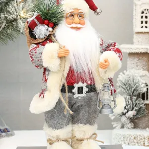 12 inches 30cm Exquisite Santa Claus Figurine - Wearing Long Fluffy Snow Boots, High-Grade Holiday Decoration, New Year Home Business Super Set Prop with Festive Design and Vibrant Colors