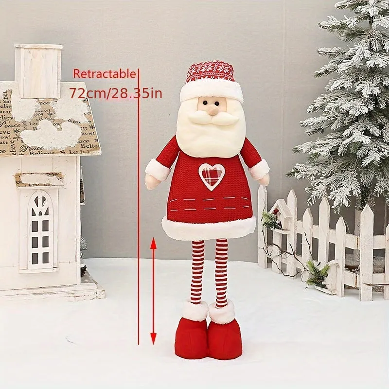 3PCS/Set Christmas Standing Plush Doll, Cute Santa Claus Snowman Elk Figurine Set With Telescopic Legs, Perfect For Festive Season Home Decor, Christmas Gifts