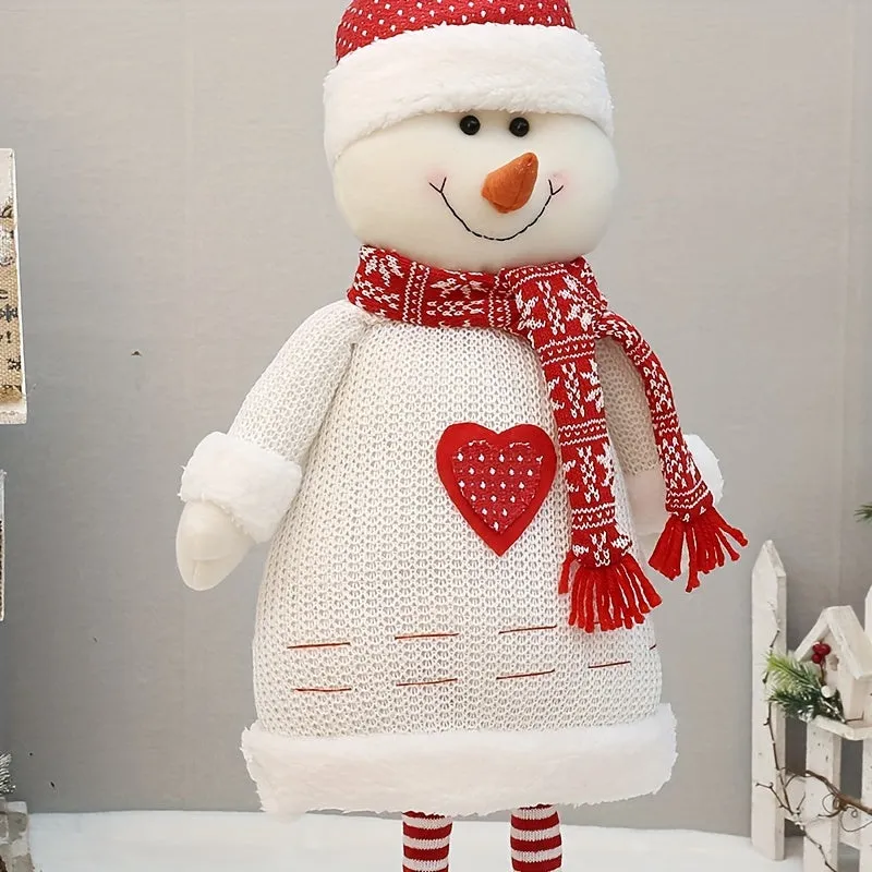 3PCS/Set Christmas Standing Plush Doll, Cute Santa Claus Snowman Elk Figurine Set With Telescopic Legs, Perfect For Festive Season Home Decor, Christmas Gifts