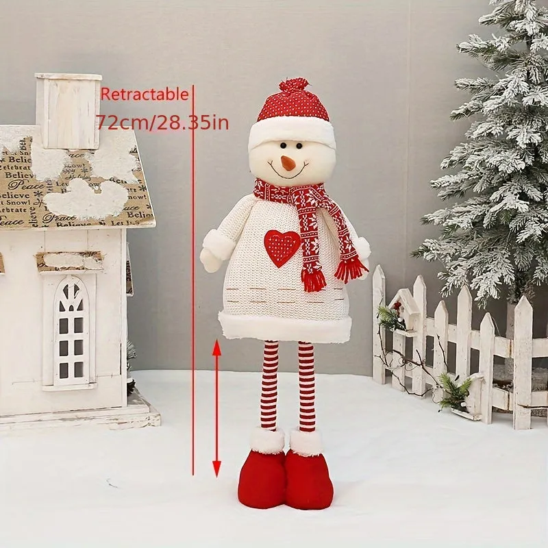 3PCS/Set Christmas Standing Plush Doll, Cute Santa Claus Snowman Elk Figurine Set With Telescopic Legs, Perfect For Festive Season Home Decor, Christmas Gifts