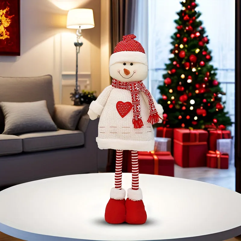 3PCS/Set Christmas Standing Plush Doll, Cute Santa Claus Snowman Elk Figurine Set With Telescopic Legs, Perfect For Festive Season Home Decor, Christmas Gifts