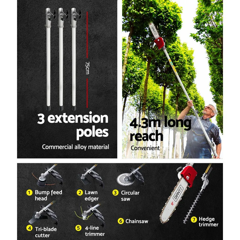 65CC 2-Stroke 7-in-1 Pole Chainsaw Hedge Trimmer Set - Giantz