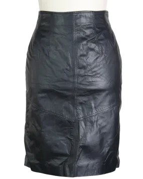 90s Chia Leather Midi Skirt    w30