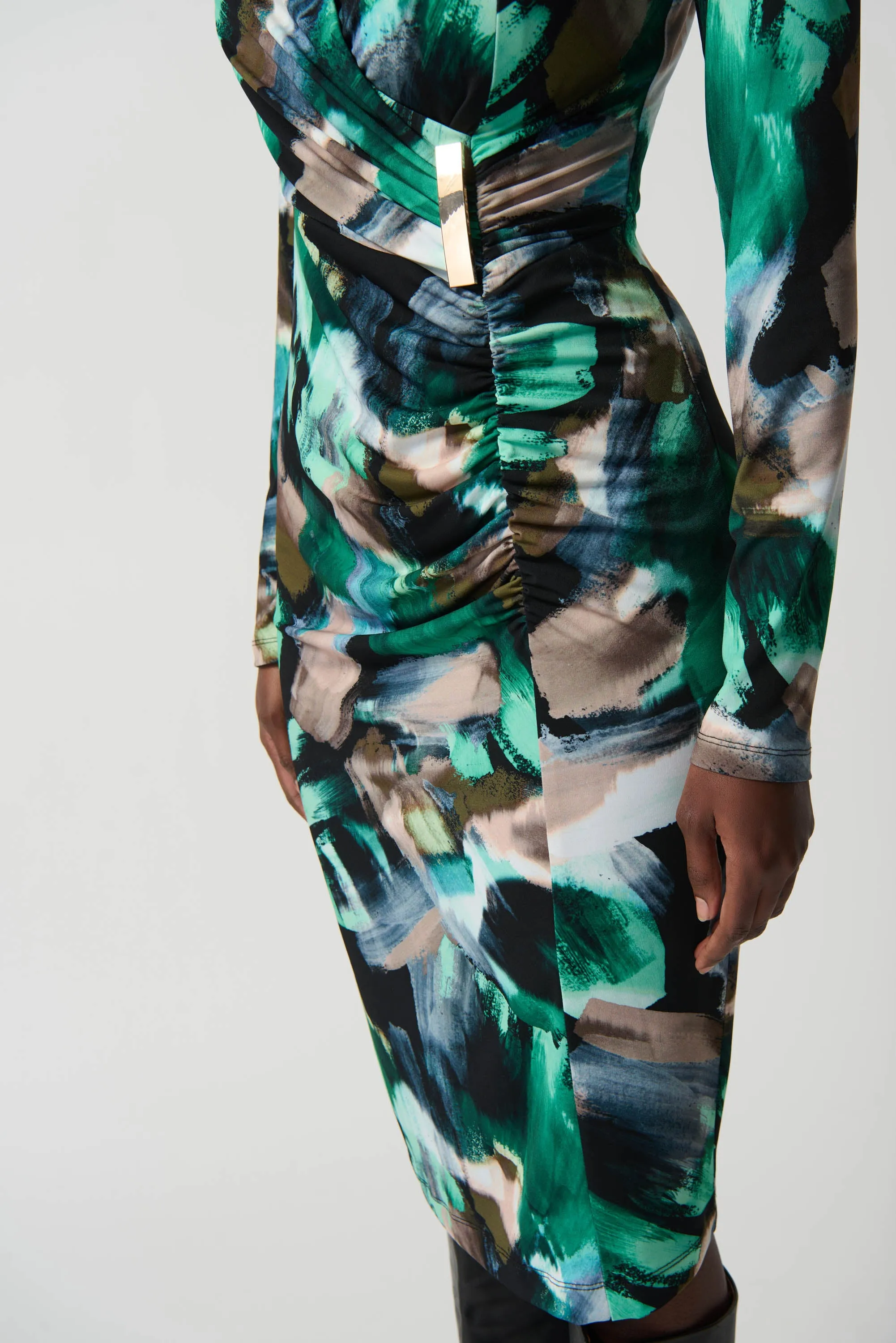 ABSTRACT PRINT WRAP DRESS