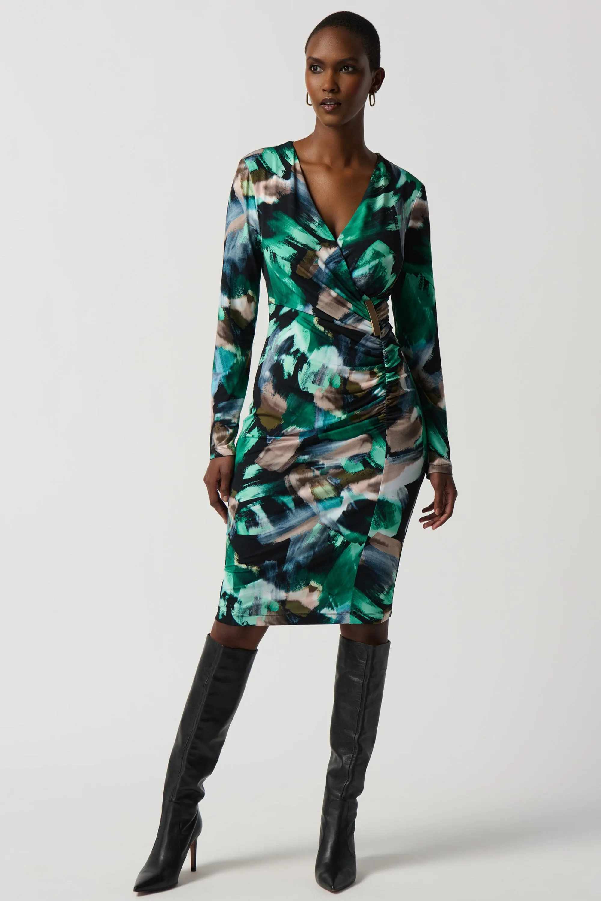 ABSTRACT PRINT WRAP DRESS