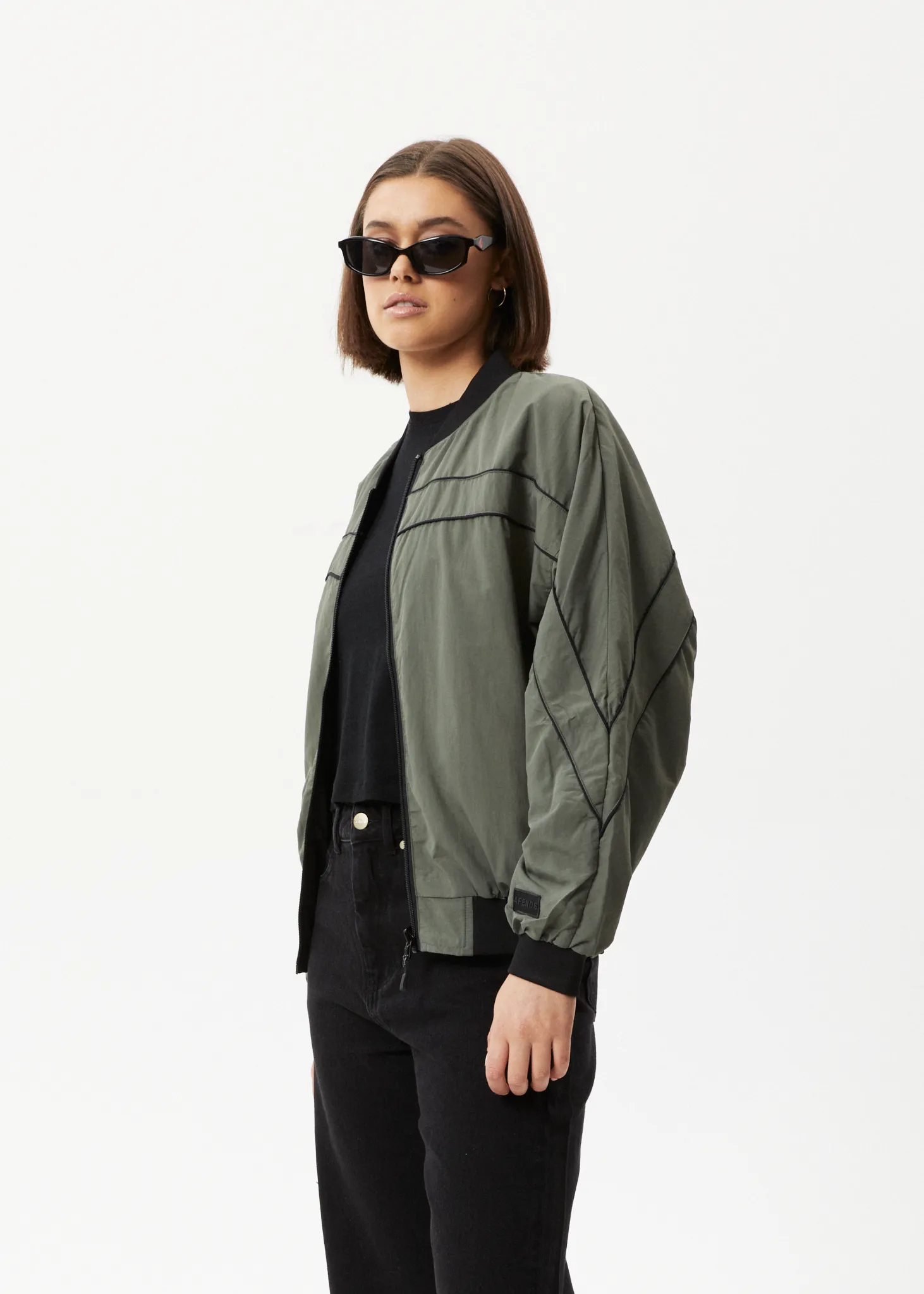 AFENDS Womens Sybil - Recycled Reversible Bomber Jacket  - Jungle Green