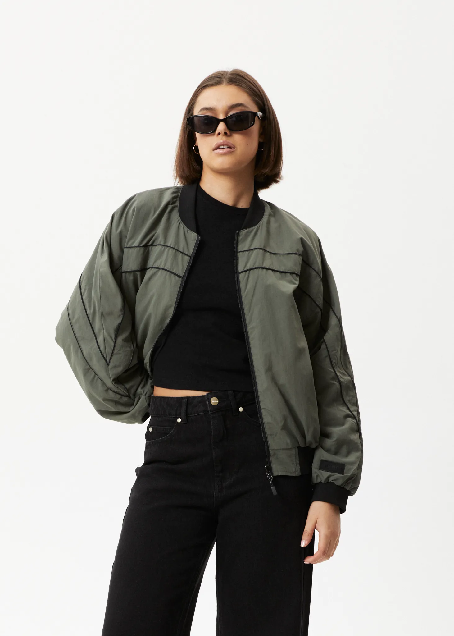 AFENDS Womens Sybil - Recycled Reversible Bomber Jacket  - Jungle Green