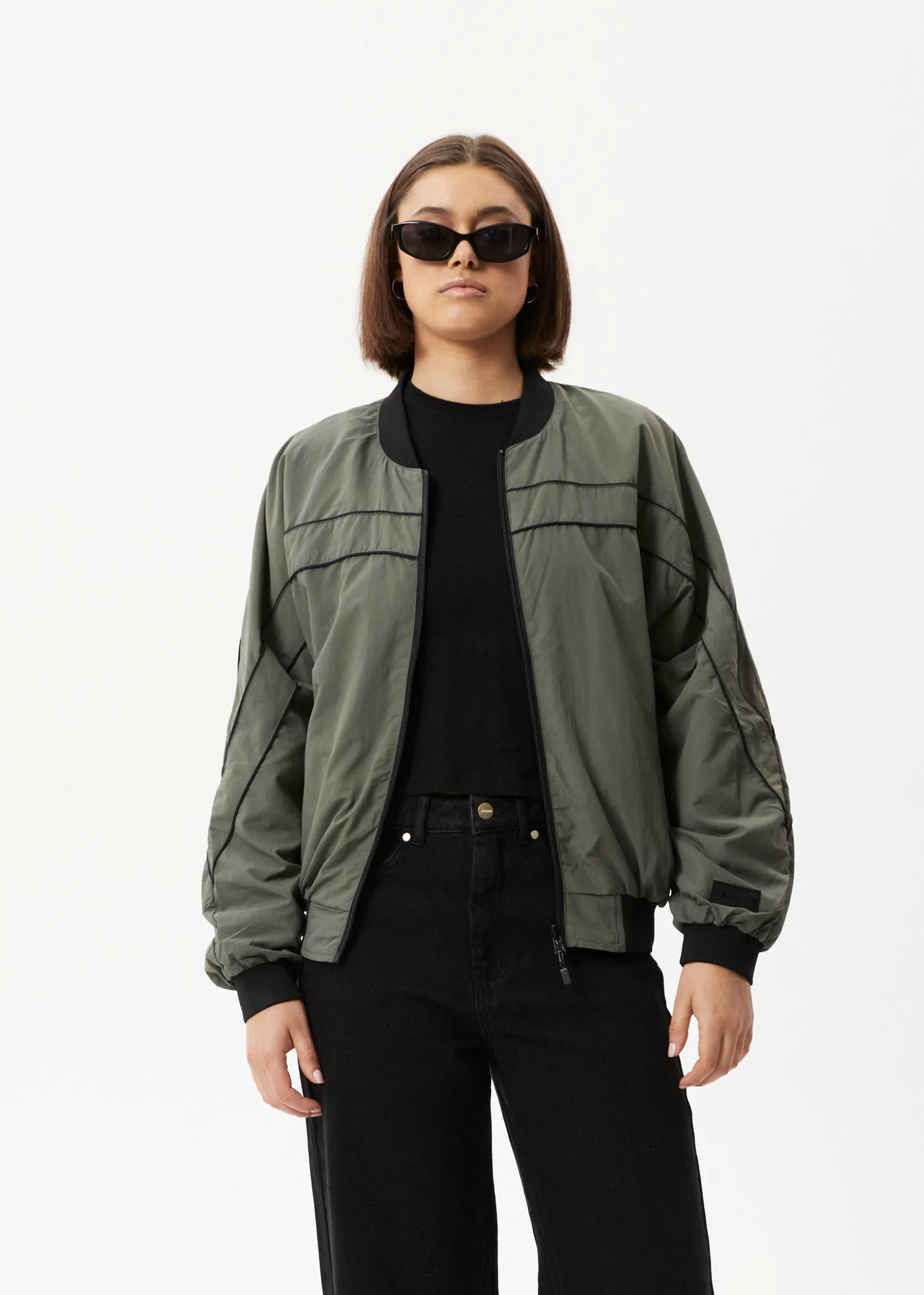 AFENDS Womens Sybil - Recycled Reversible Bomber Jacket  - Jungle Green