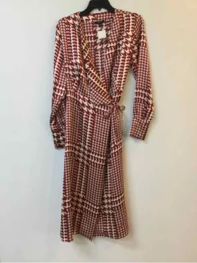 Alfani Size 6 burgundy/cream shiny Wrap Long Sleeve Dress