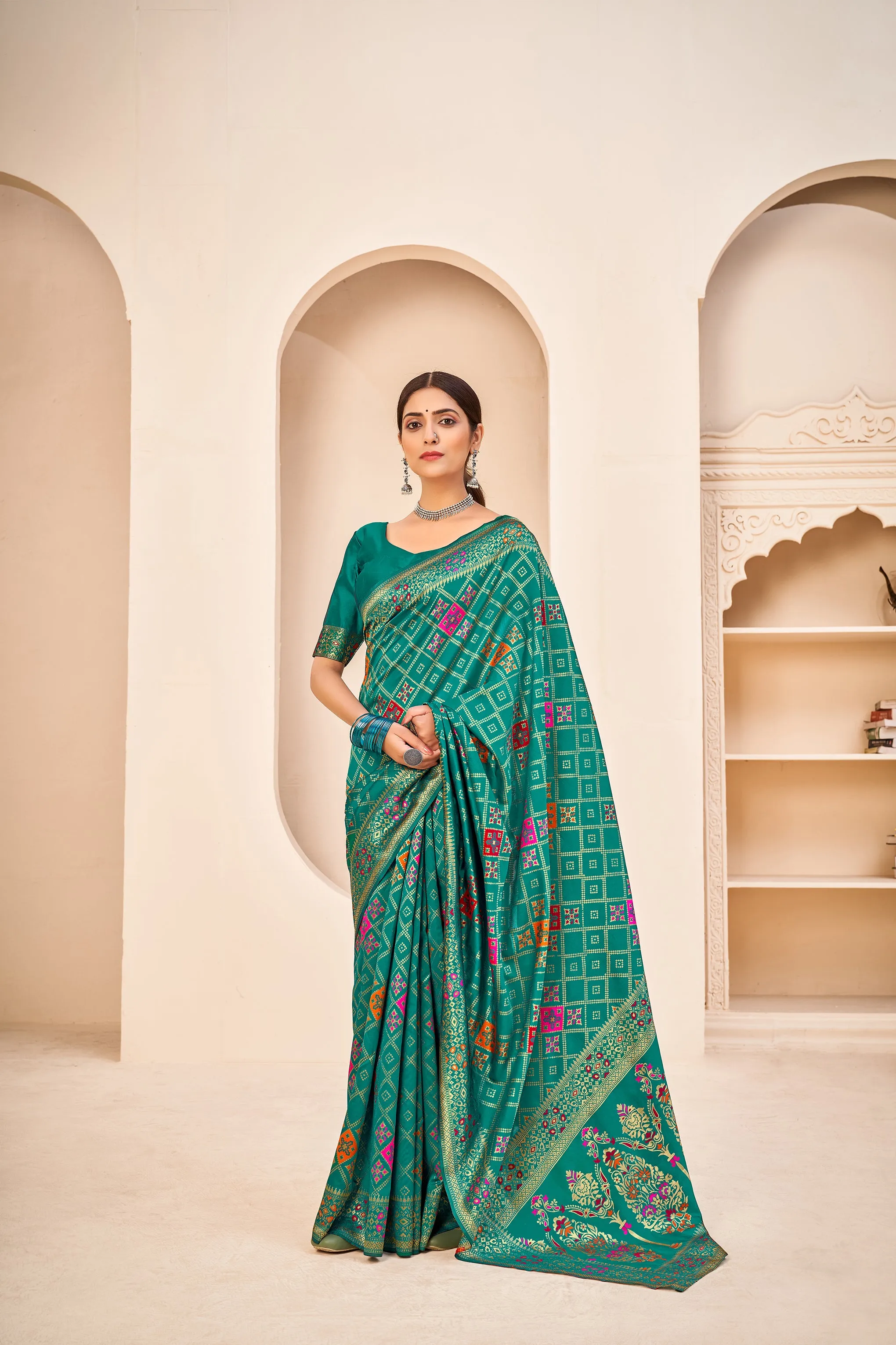 Amazing Banarasi Silk Fabric Teal Green Color Silk Weave Saree