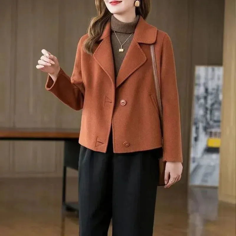 Amozae-Spring Autumn Double-sided Woolen Jacket For Women Trendy Petite Coat 2024 New Arrival Outer Wear Cropped Jacket