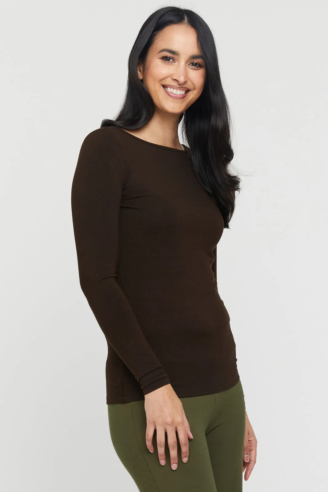 Amy Boatneck Top - Chocolate