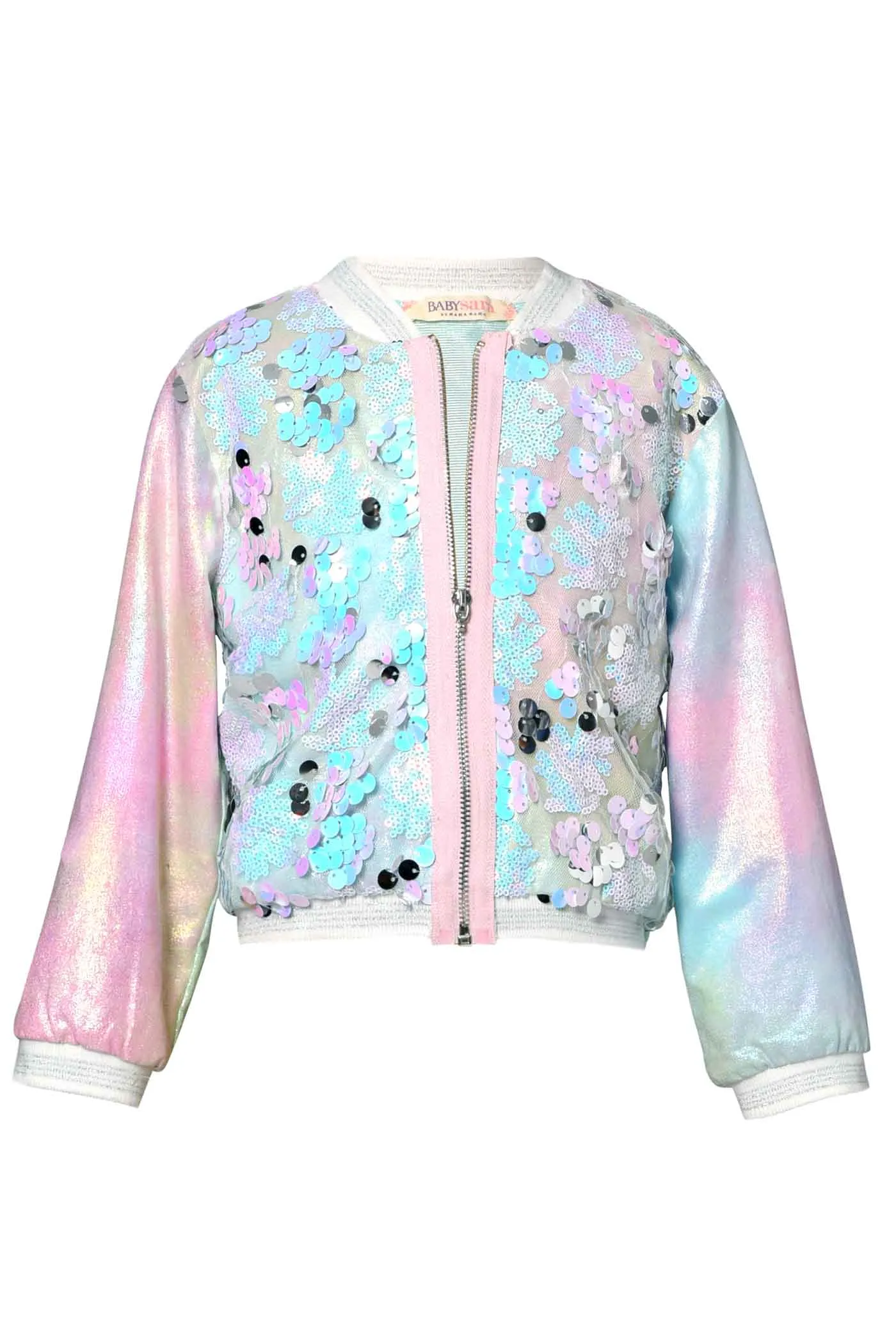 Baby Girls Mermaid Metallic Sequin Bomber Jacket