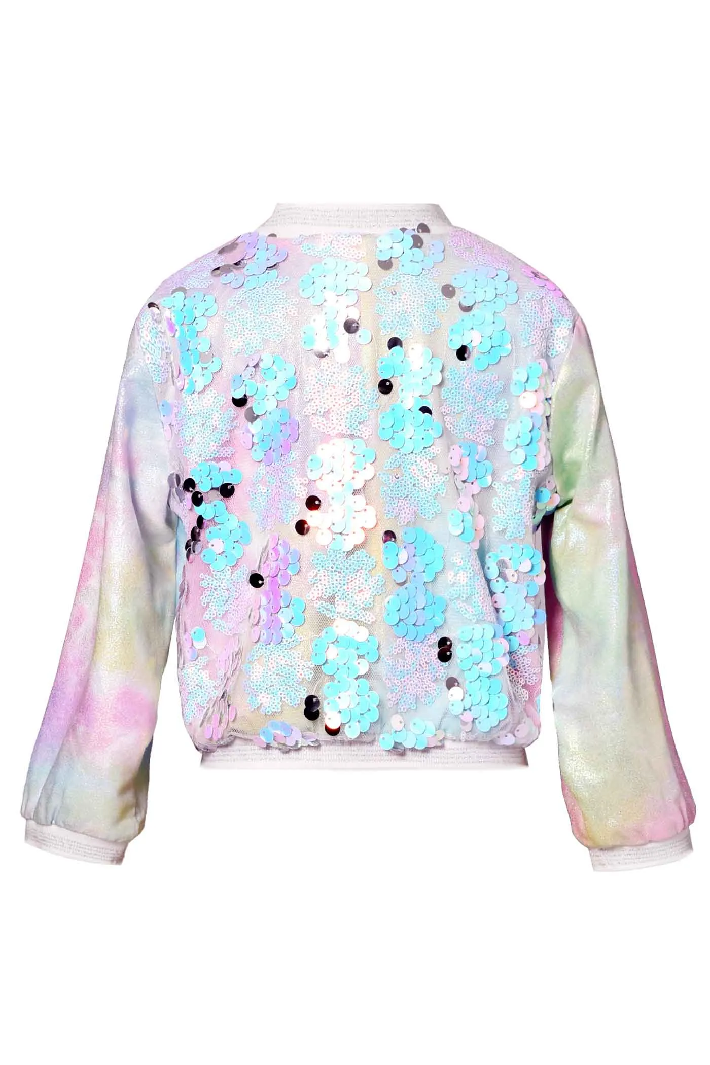 Baby Girls Mermaid Metallic Sequin Bomber Jacket