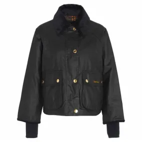 Barbour Cropped Beadnell Ladies Wax Jacket - Black/Classic