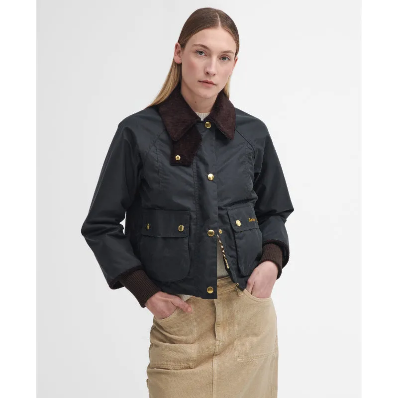 Barbour Cropped Beadnell Ladies Wax Jacket - Sage/Ancient