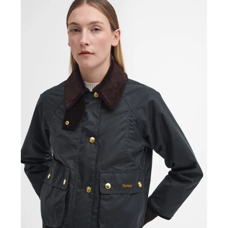 Barbour Cropped Beadnell Ladies Wax Jacket - Sage/Ancient