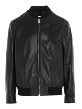 Billionaire Crest Leather Bomber Jacket