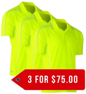 Bisley Cool Mesh Polo With Reflective Piping-3 Pack-(BK1425-1)