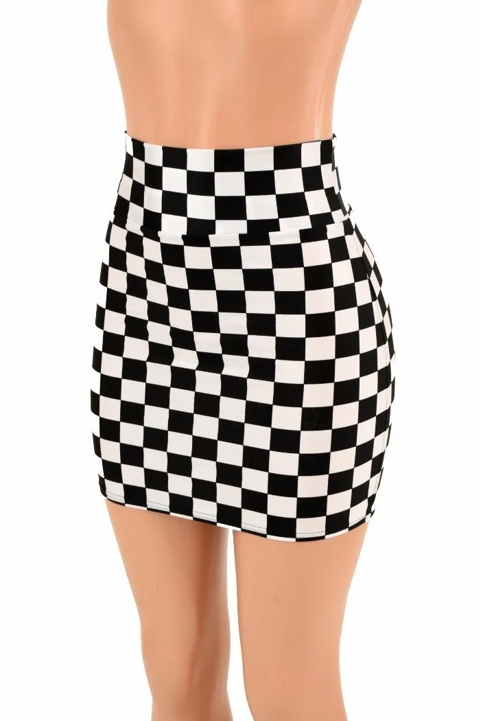 Black & White Check Bodycon Skirt