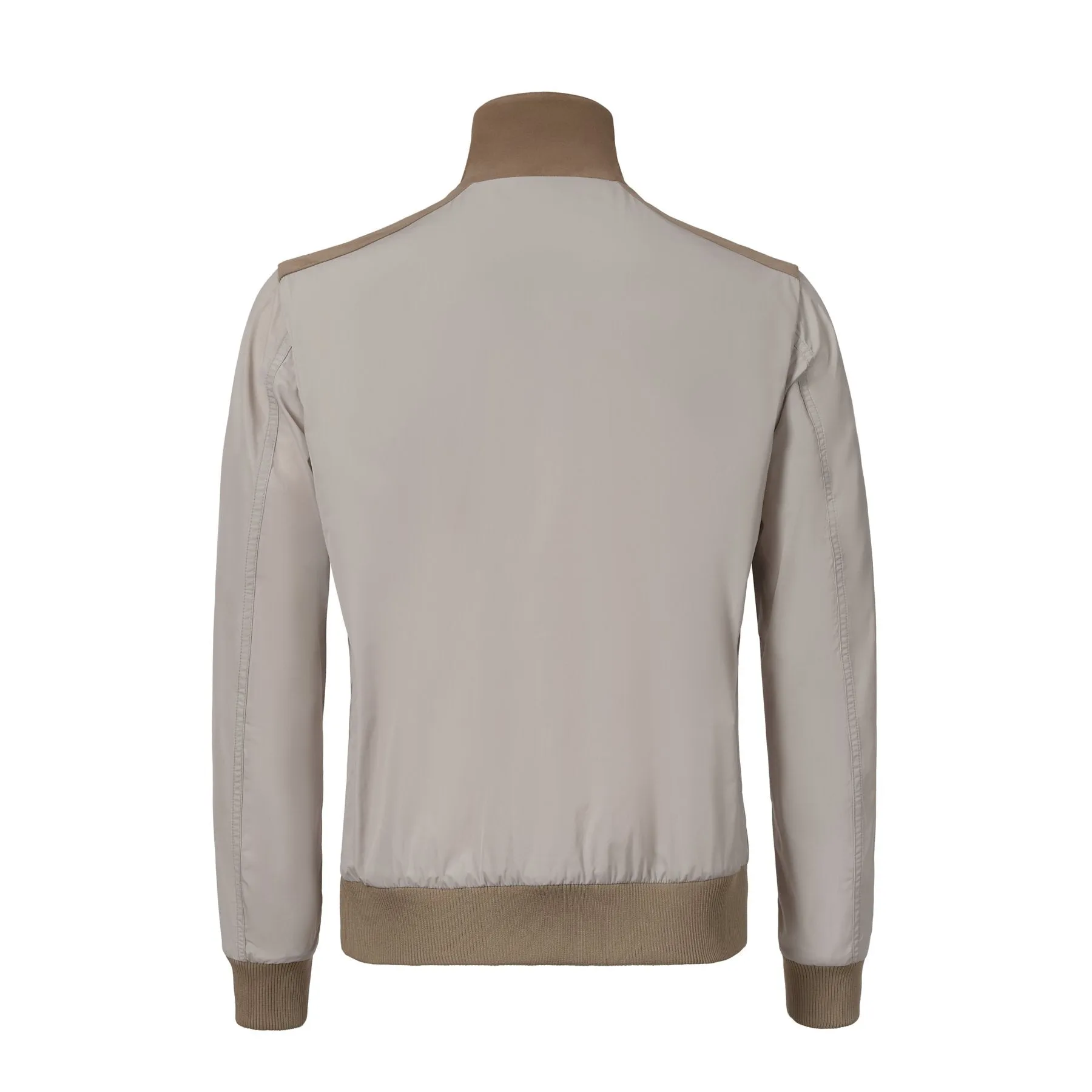 Bomber Jacket with Leather Details in Light Beige