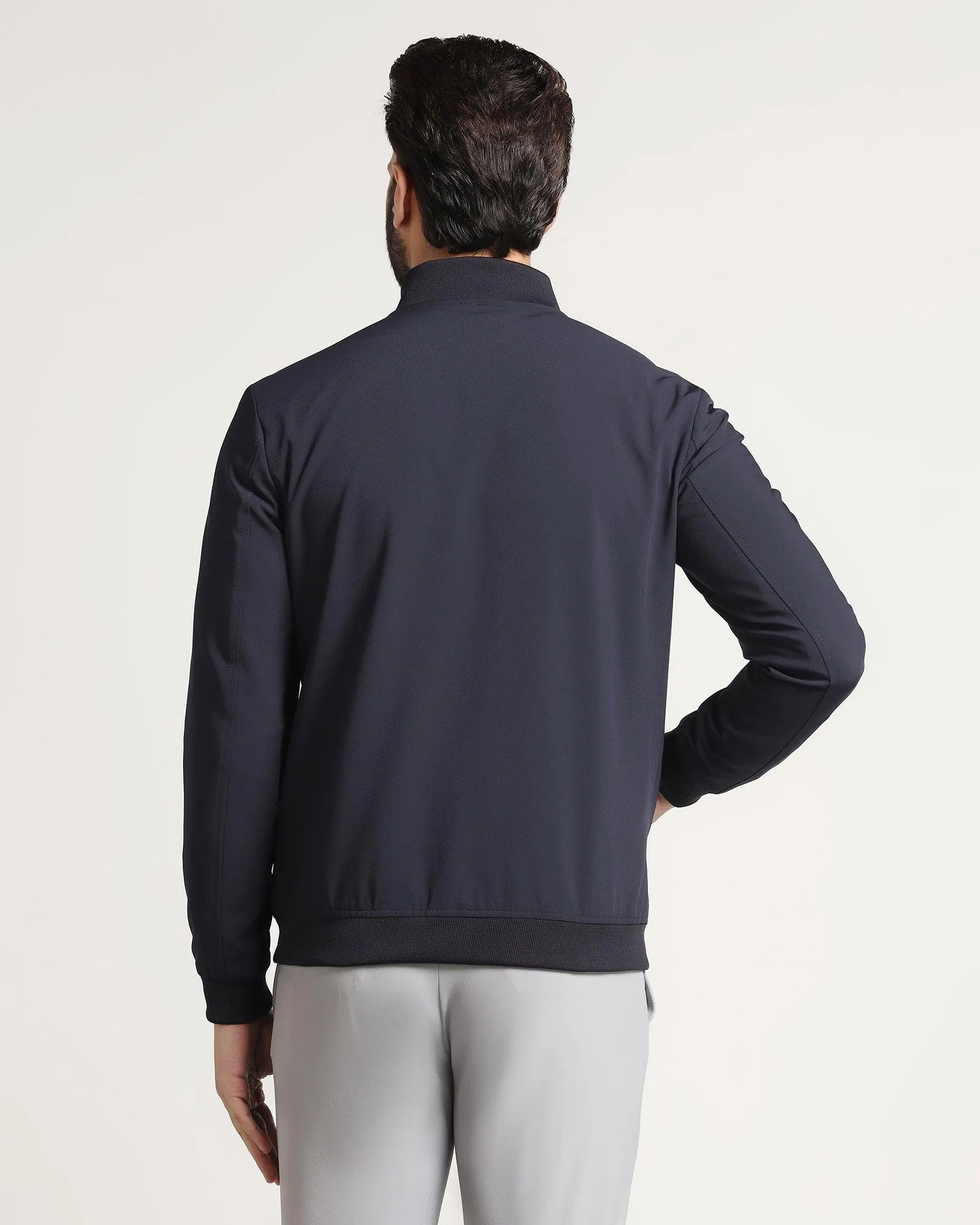 Bomber Navy Textured Zipper Jacket - Griffin