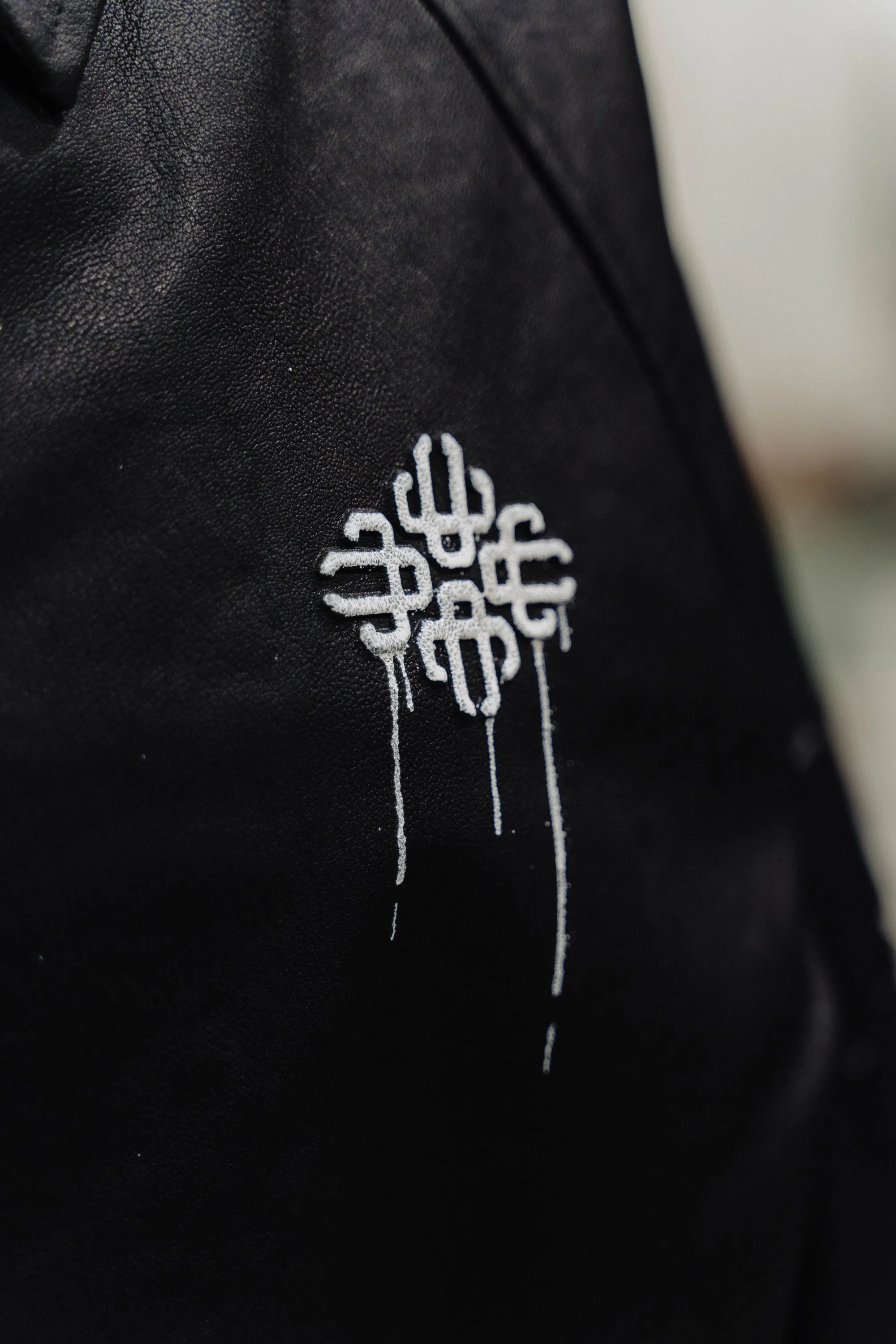 BOOGIE EMBOSSED BOMBER JACKET - BLACK