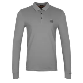 BOSS Passerby Long Sleeve Polo Shirt in Dark Grey