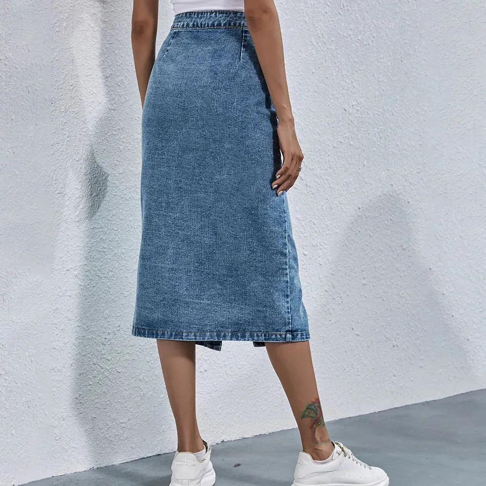 Casual High Waist Straight Skirt