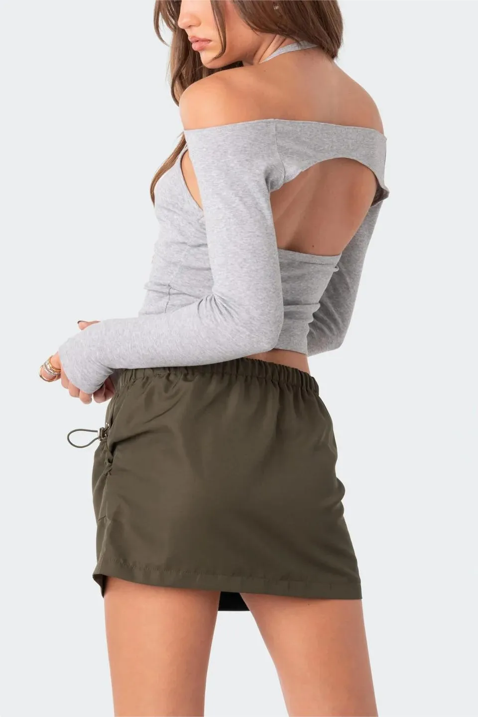 Casual Solid Cargo Skirt