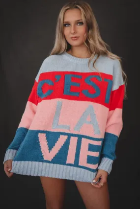 C'EST LA VIE Color Block Knit Sweater Top