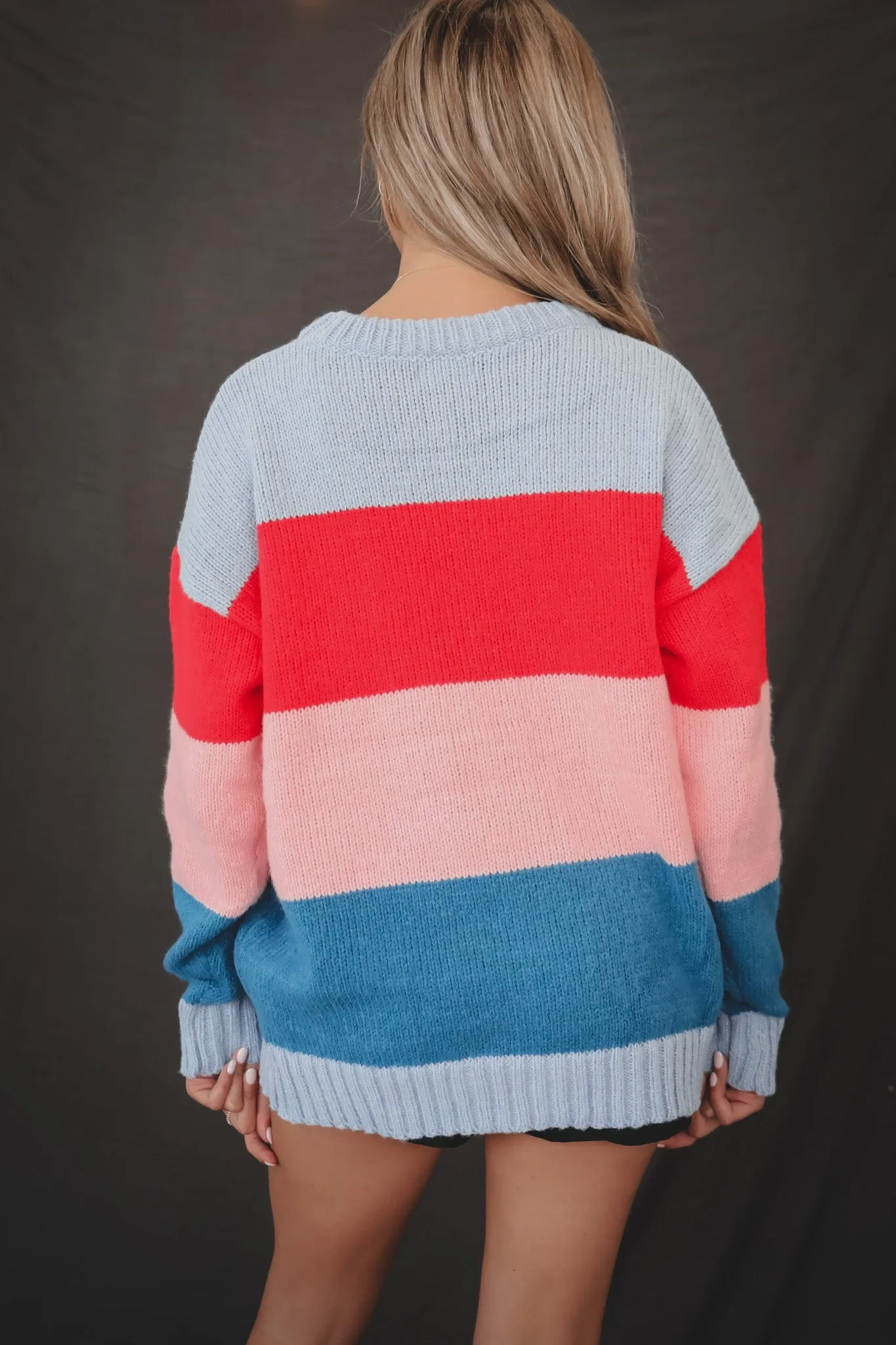 C'EST LA VIE Color Block Knit Sweater Top