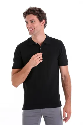 Comfort Fit Basic Black Polo T-Shirt