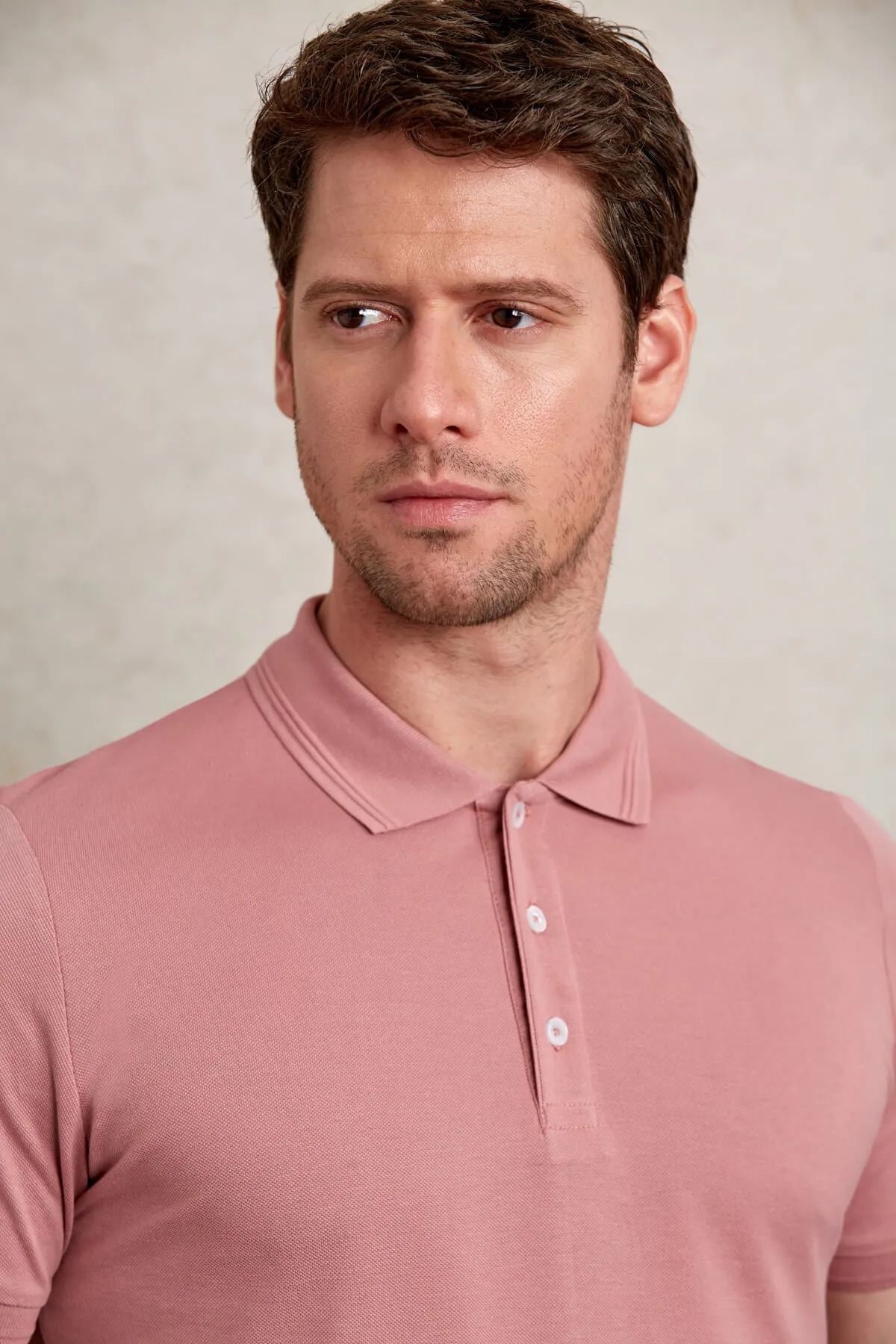 Comfort Fit Basic Plain 100% Cotton Pink Polo T-Shirt