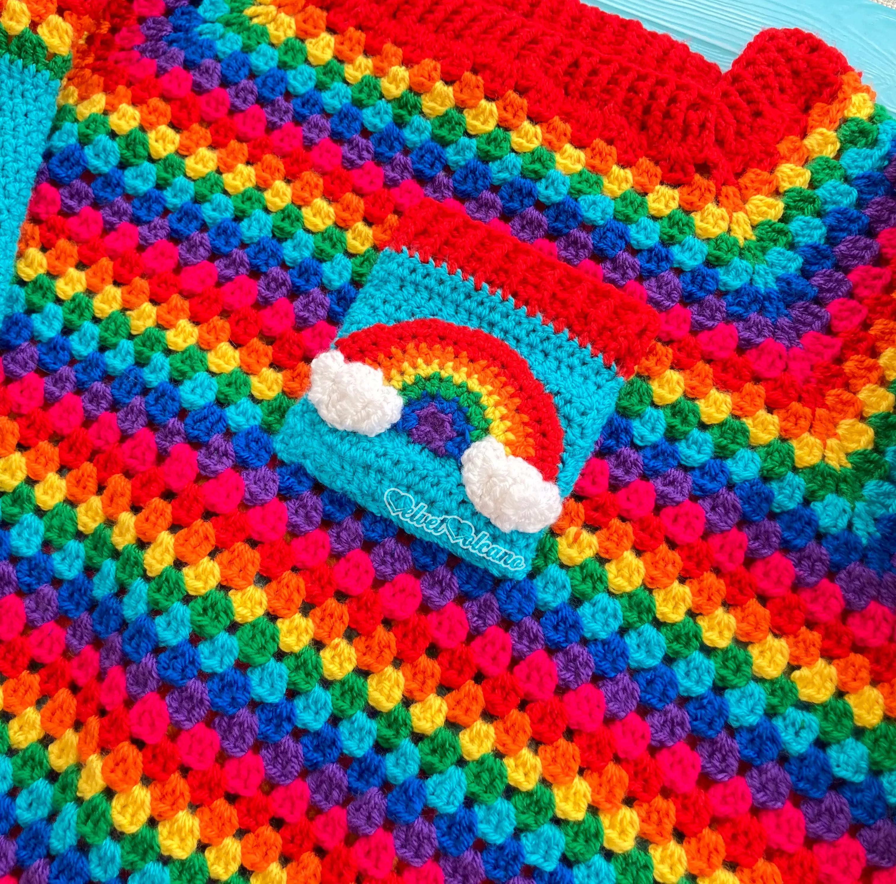 Cropped Bright Rainbow Cloud Sweater / Jumper (Turquoise)