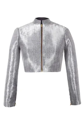 Cropped Lurex Nehru Jacket