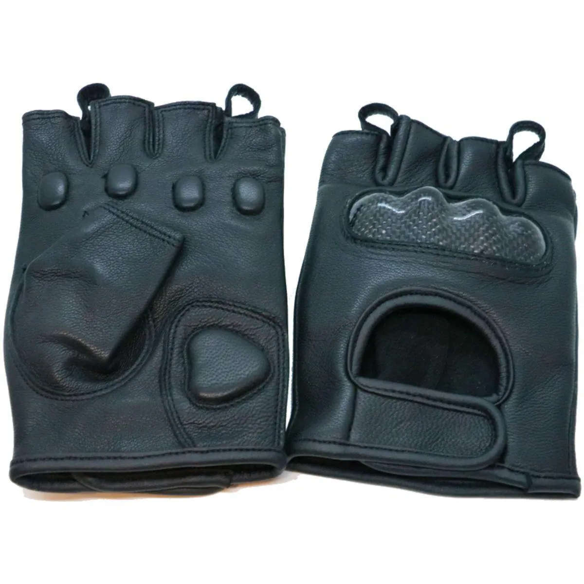 Daniel Smart Sporty Fingerless Black Leather Gloves