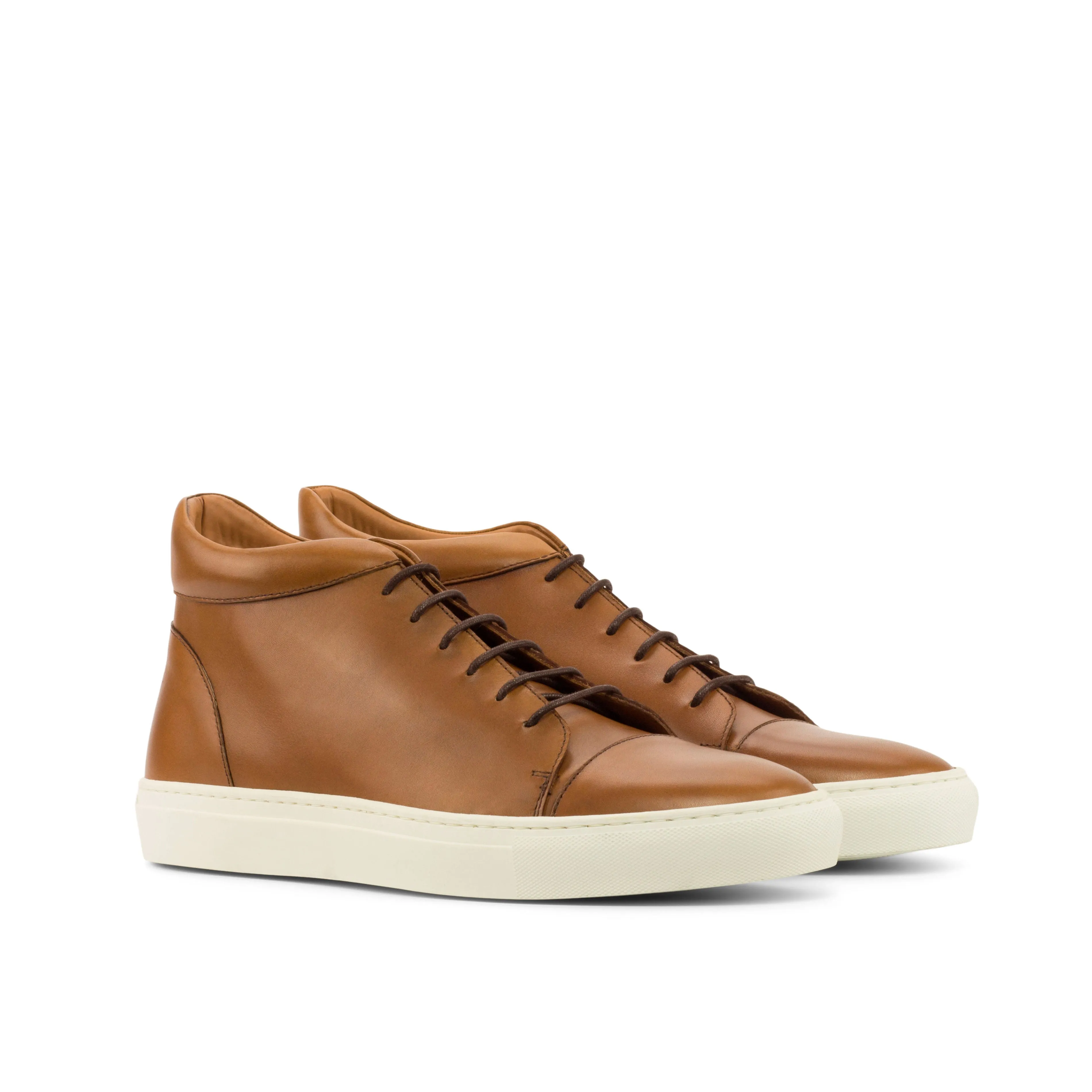 DapperFam Cassian in Light Brown Men's Italian Leather High Top