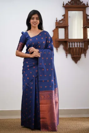 Dazzling Blue Soft Silk Saree With Unique Blouse Piece