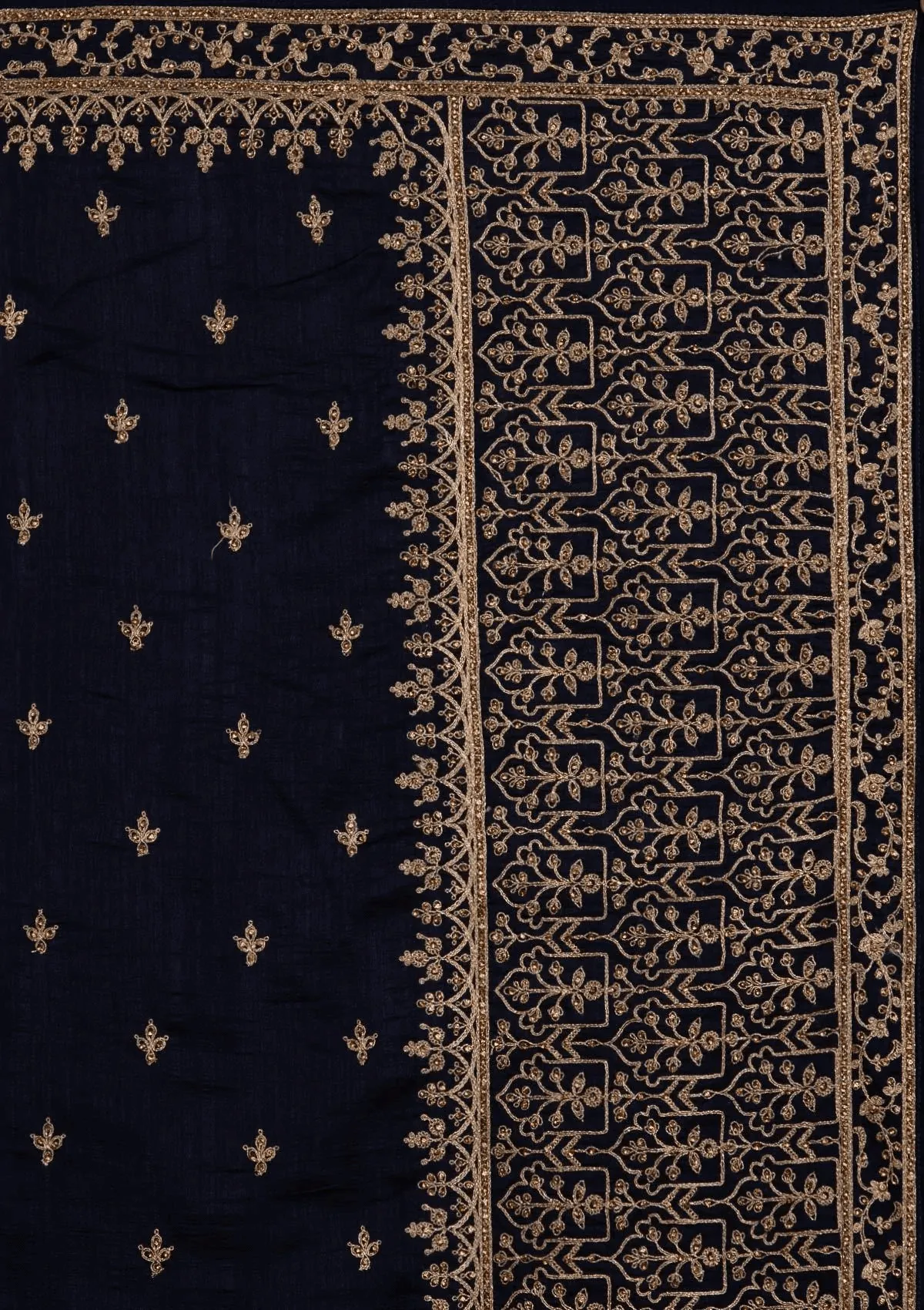 Delightful Navy Blue Dori And Sequins Embroidered Art Silk Traditional Saree