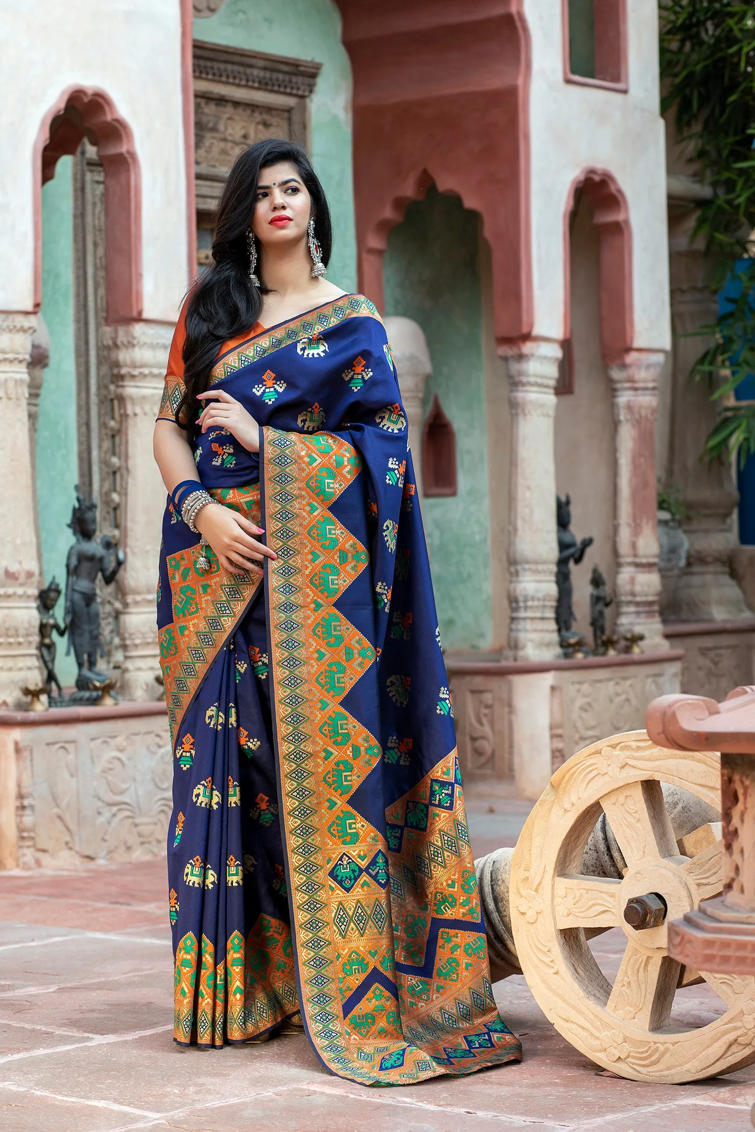 Designer Patola Silk Traditional Saree With Rich Pallu And Zari Woven Work Saree For Women | Wedding Wear Party Wear Indian Saree