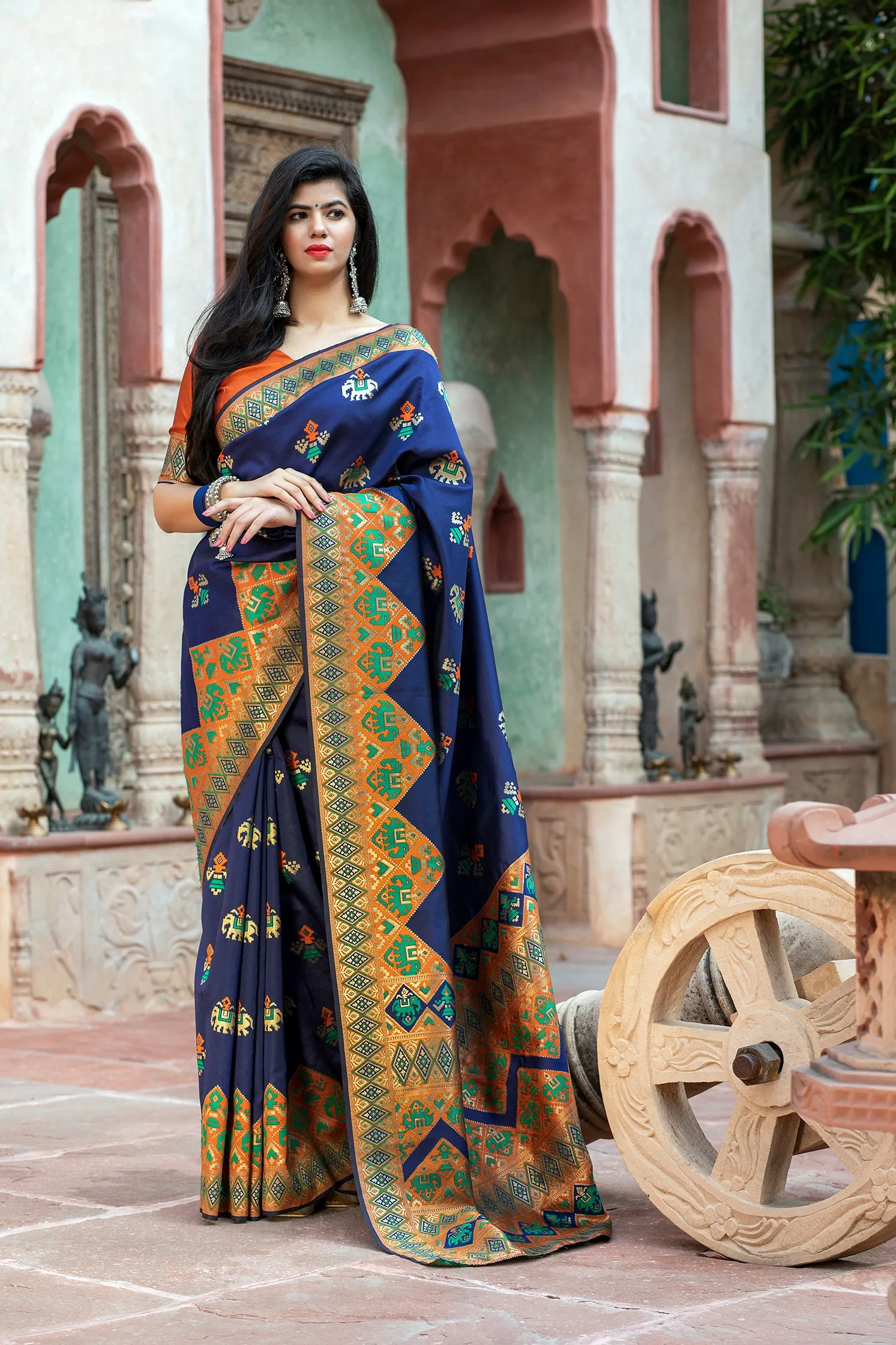 Designer Patola Silk Traditional Saree With Rich Pallu And Zari Woven Work Saree For Women | Wedding Wear Party Wear Indian Saree