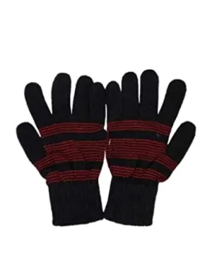 DIGITAL SHOPEE Winter Woolen Full Fingers Stretchy Unisex Gloves Winter for Men and Boys Plain Hand Gloves Size-Free Size (Color- Black)