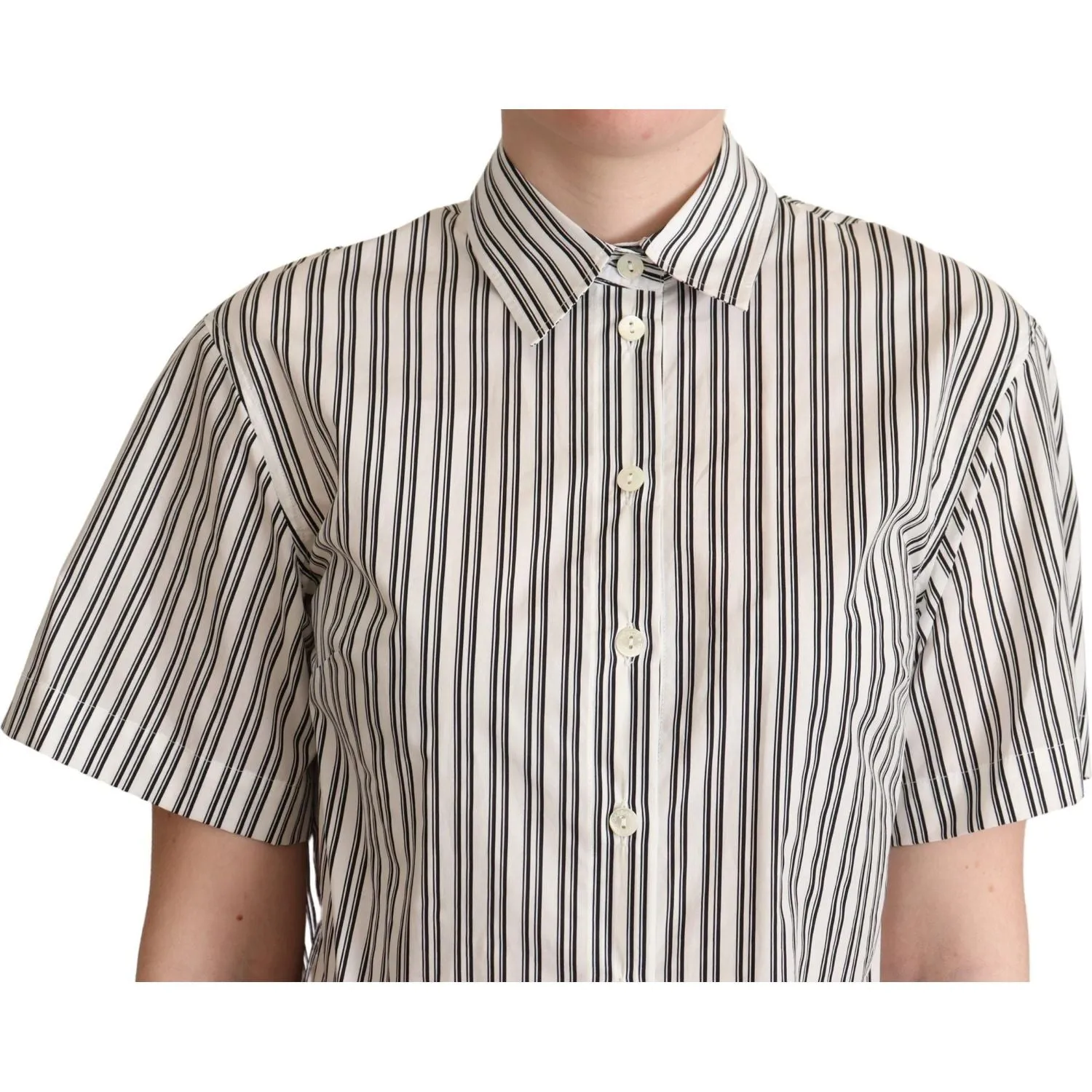 Dolce & Gabbana Elegant Striped Cotton Polo Top