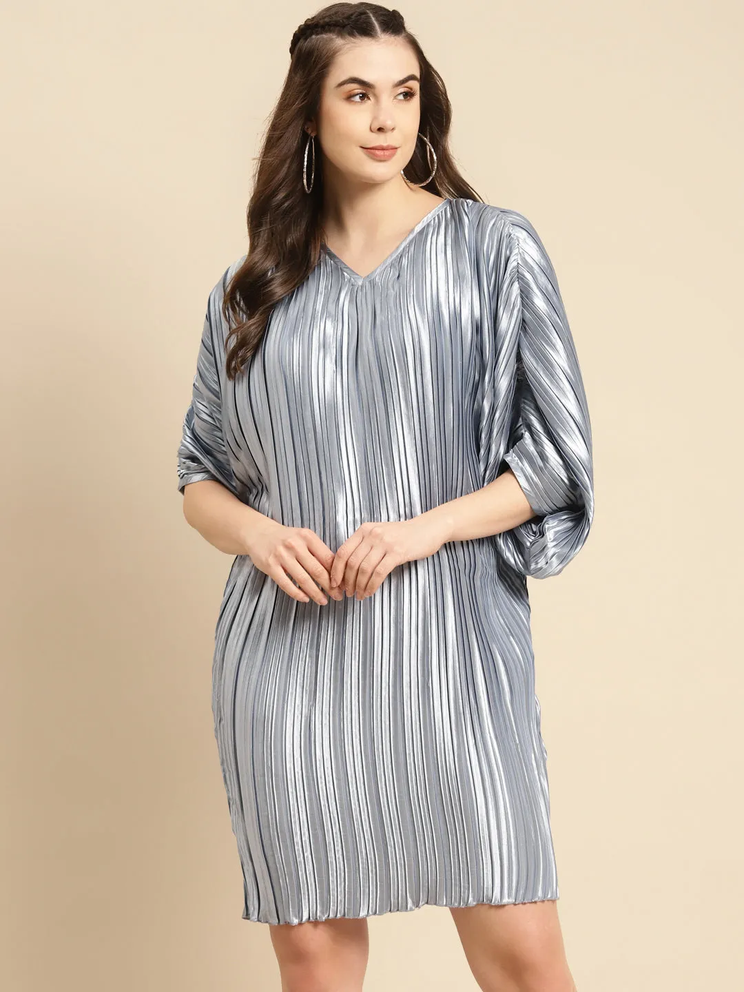 Dolman sleeve fitted midi dress