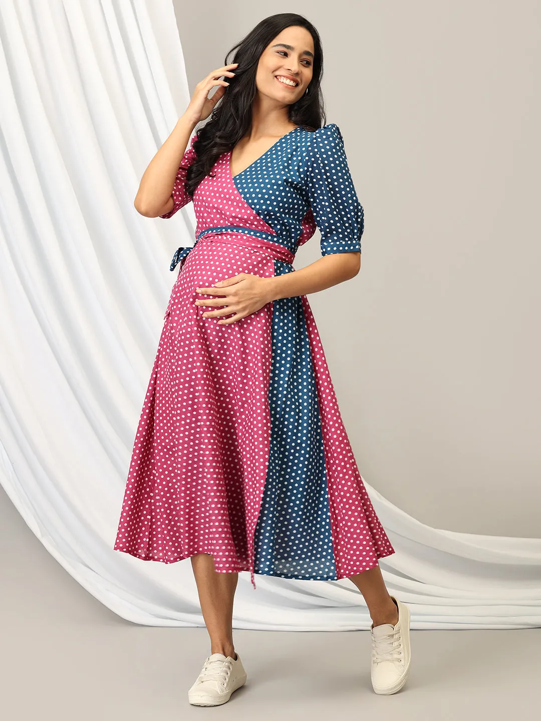 Dotty Delight Maternity Wrap Dress