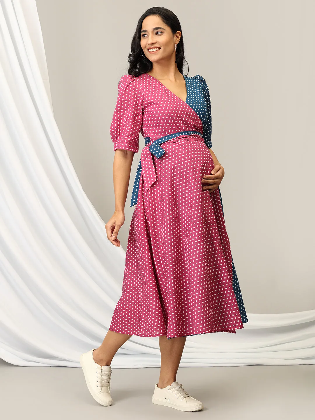 Dotty Delight Maternity Wrap Dress