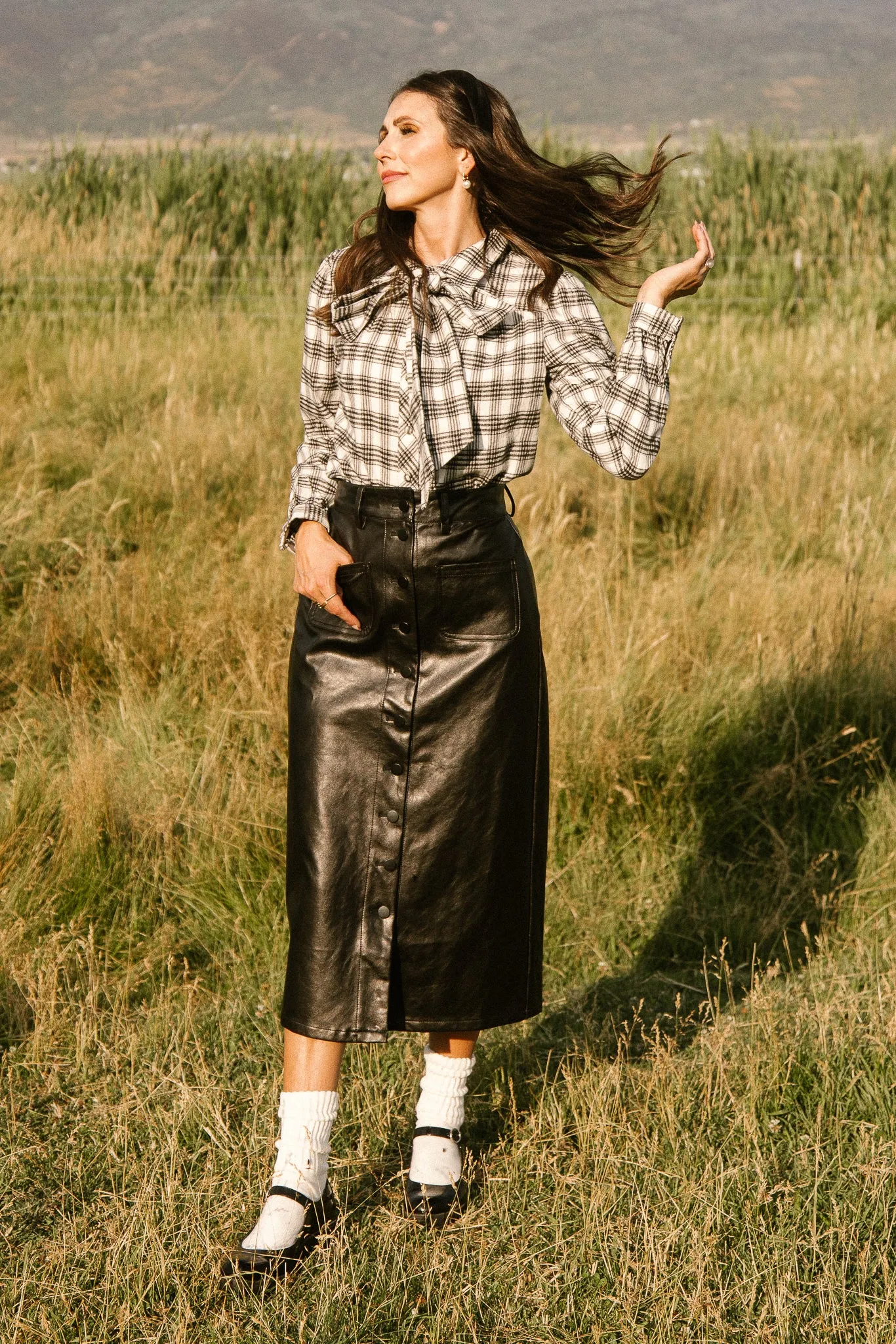 Emma Vegan Leather Skirt in Black - FINAL SALE