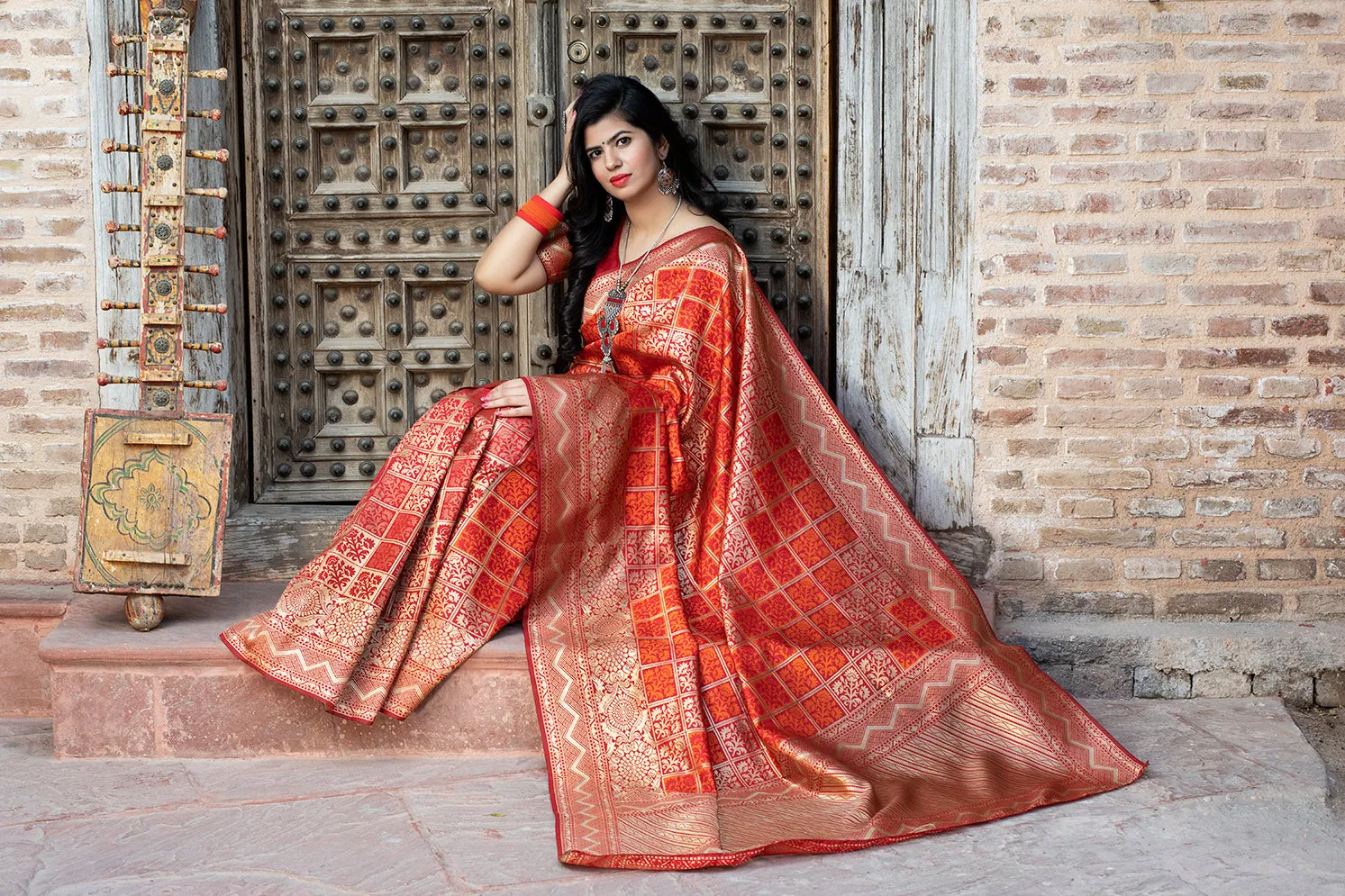 Engaging Red Woven Banarasi Silk Bridal Saree