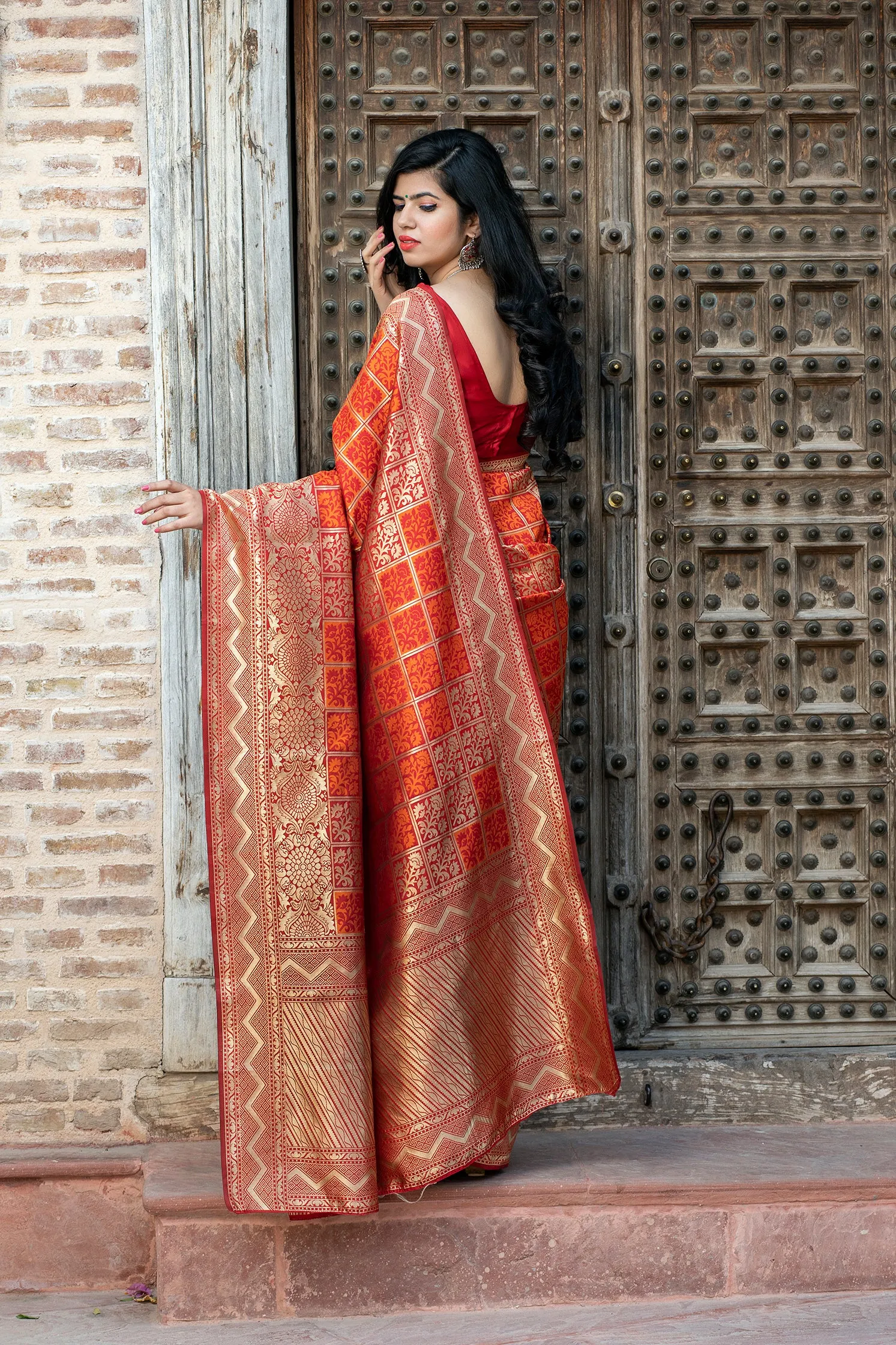 Engaging Red Woven Banarasi Silk Bridal Saree